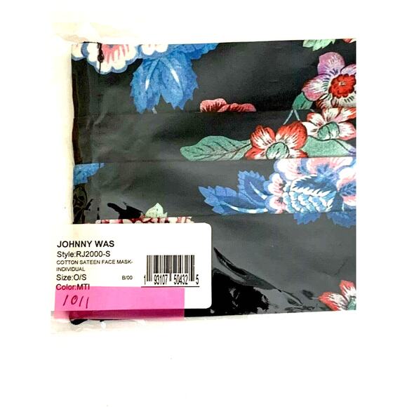 JOHNNY WAS Face Mask Navy Floral Cotton Face Mask - Picture 6 of 6